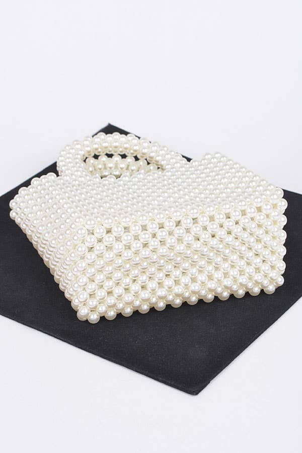 Hand Made Faux Pearl Bead Small Tote Bag