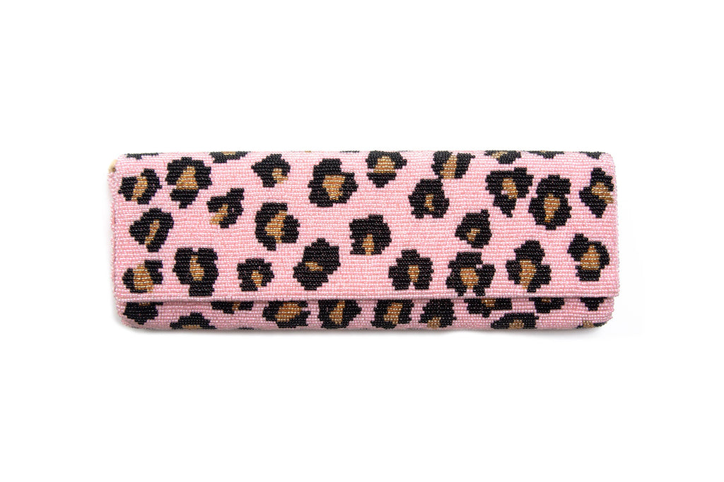 Leopard Pink Hardshell Clutch