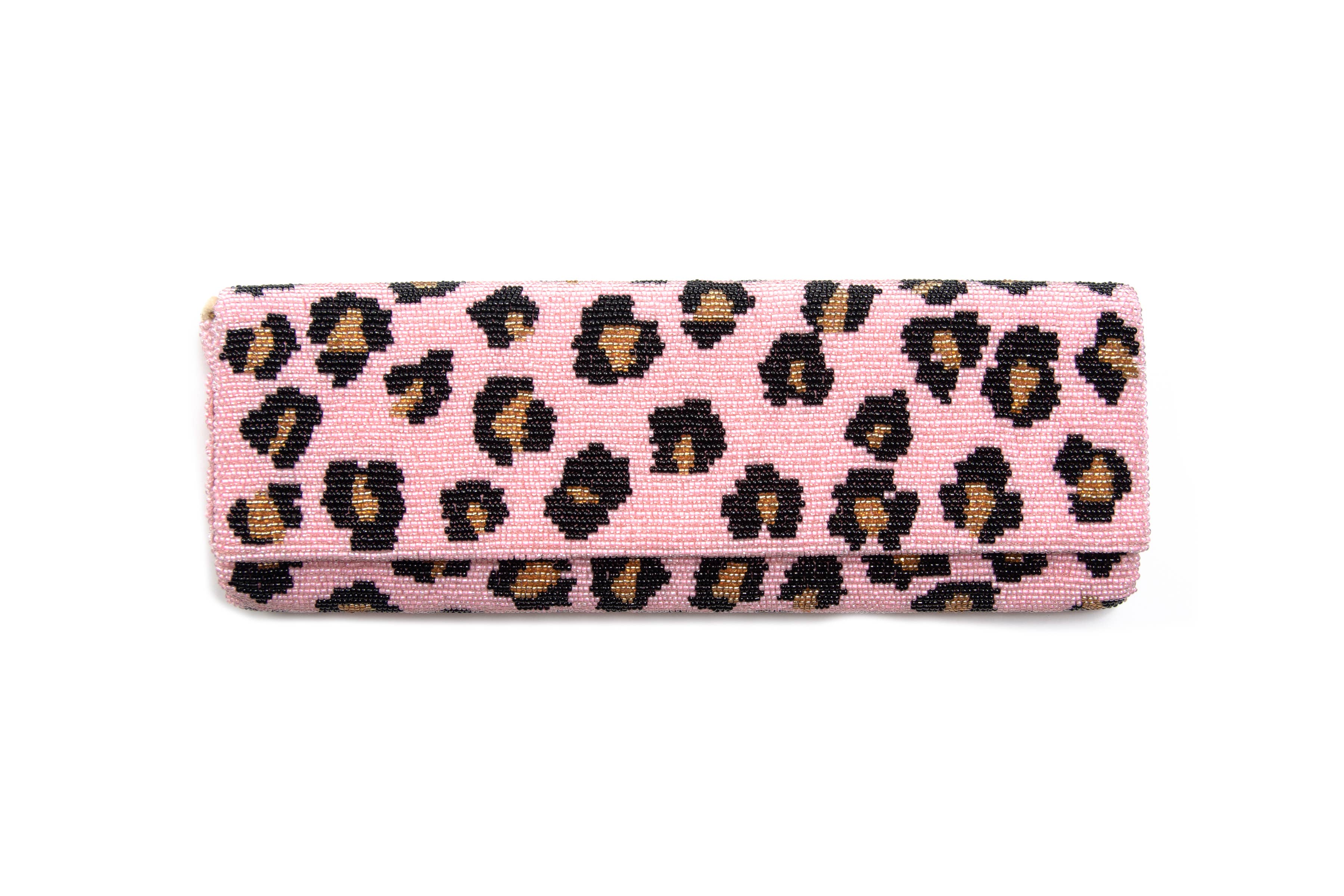Leopard Pink Hardshell Clutch