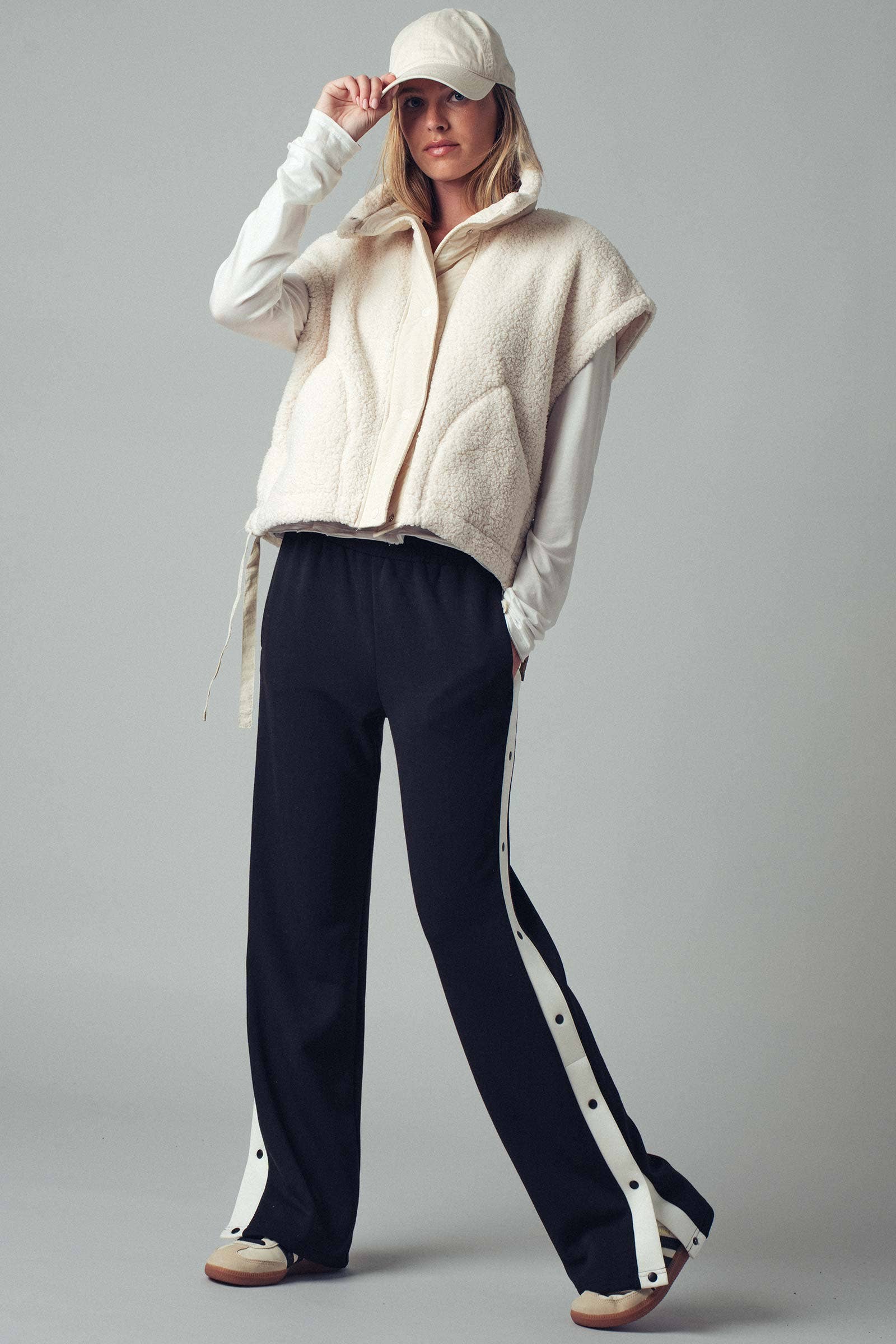 Quilted Collar Boxy Sherpa Vest