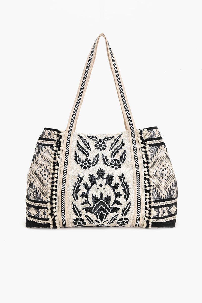 Black Beaded Tote