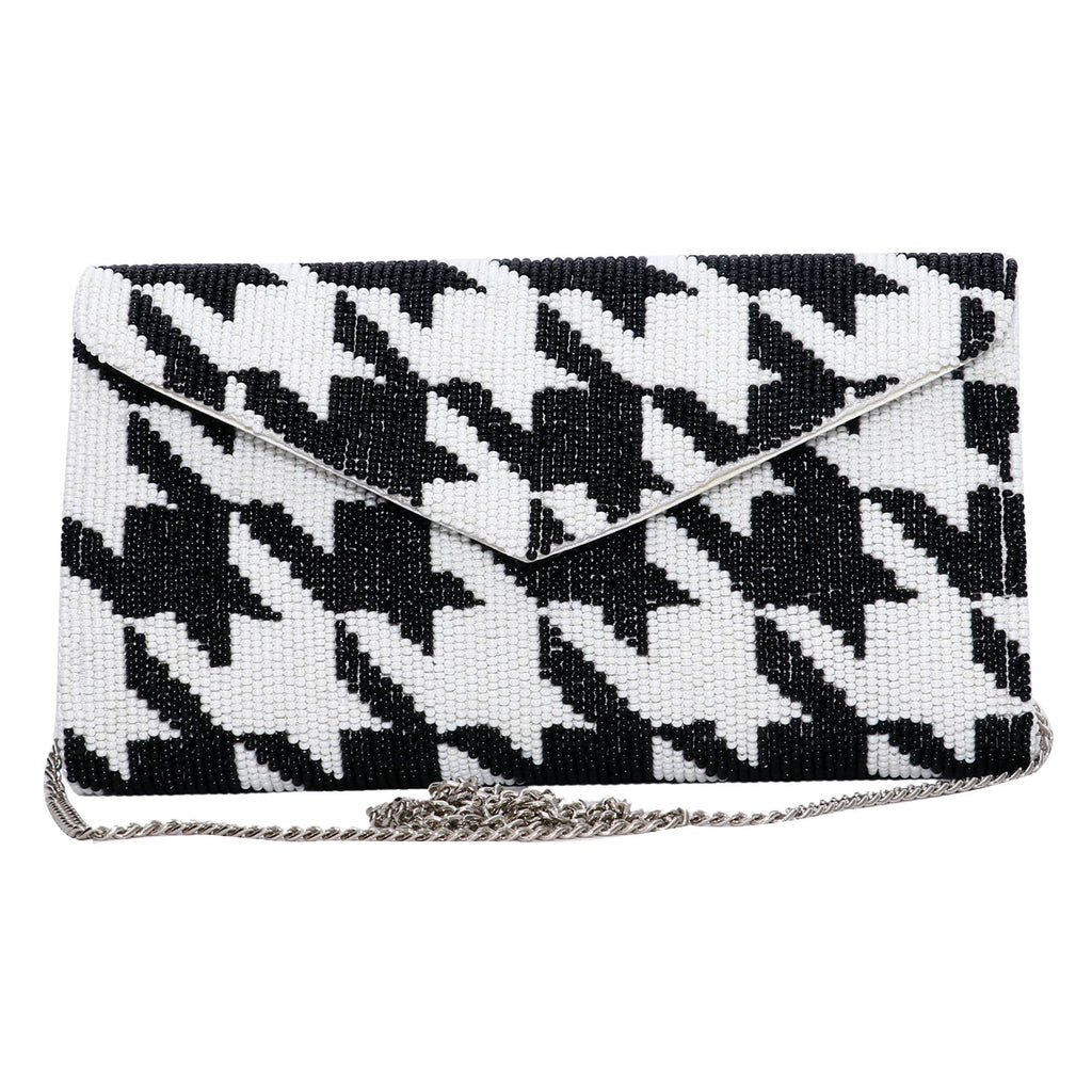 Houndstooth Beaded Clutch