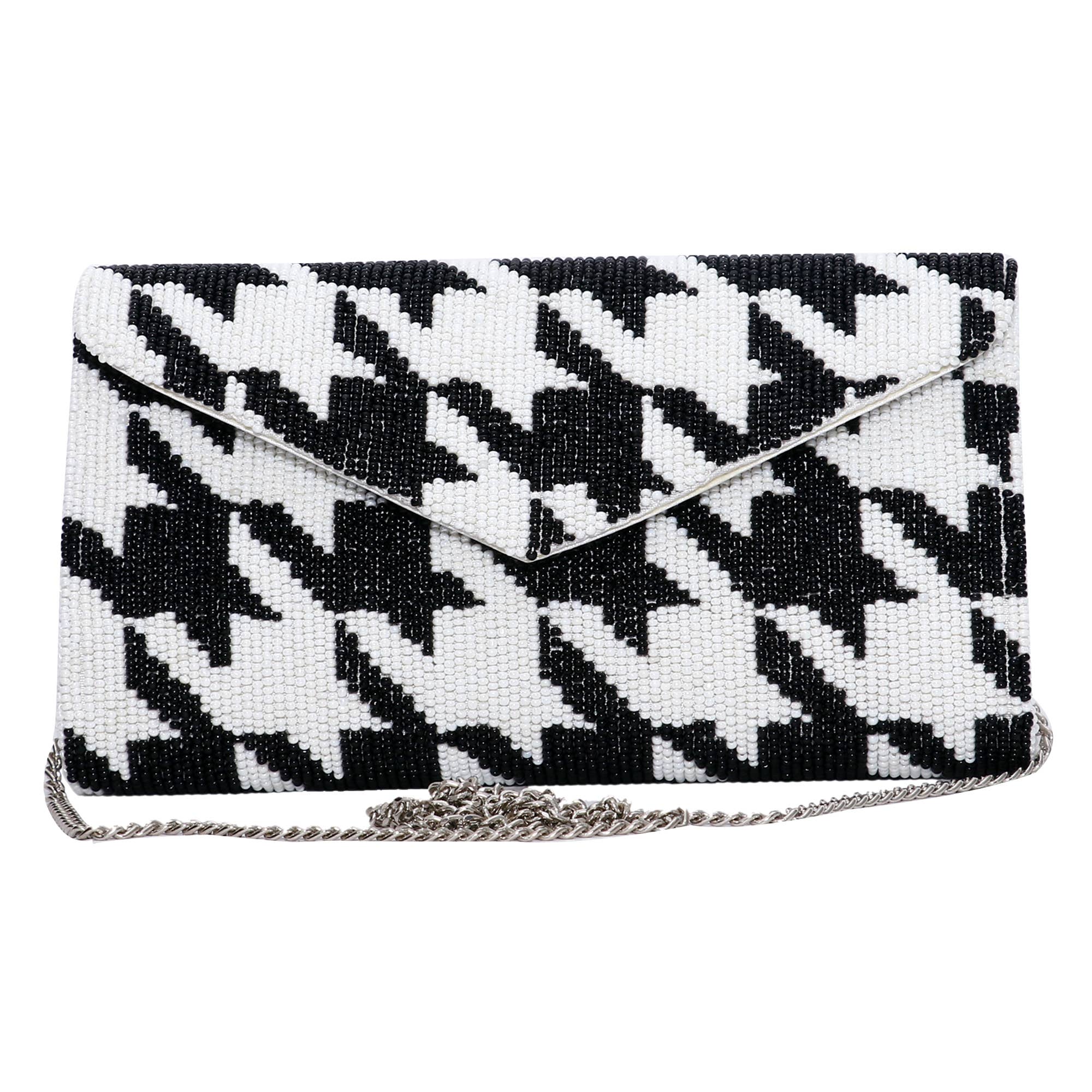 Houndstooth Beaded Clutch