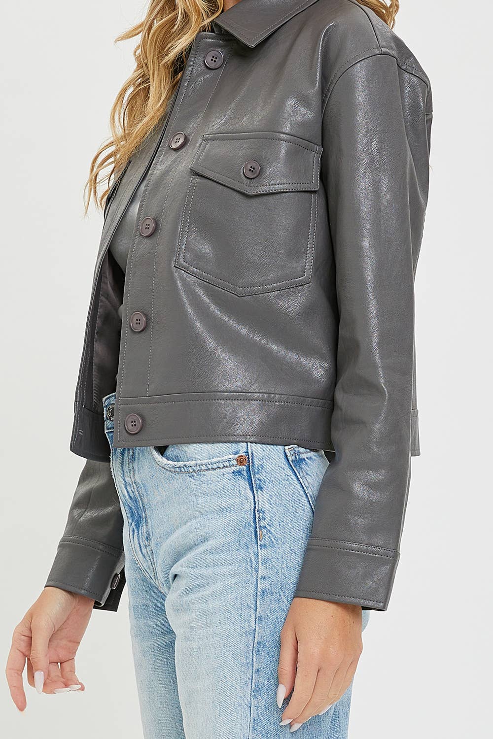 Faux Leather Grey Jacket