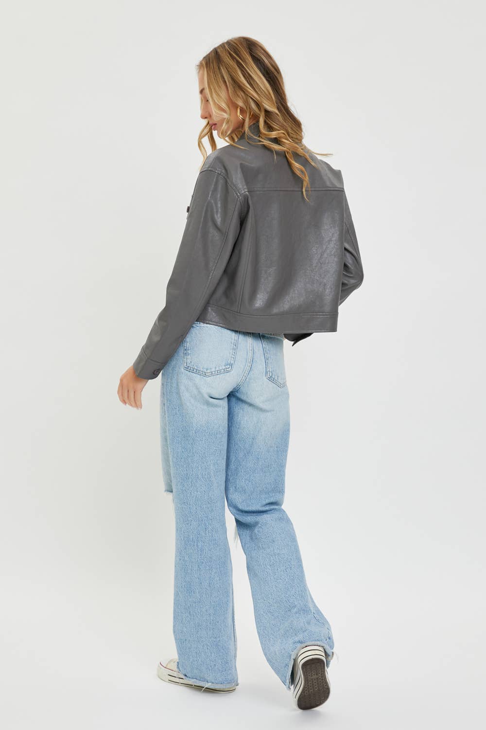 Faux Leather Grey Jacket