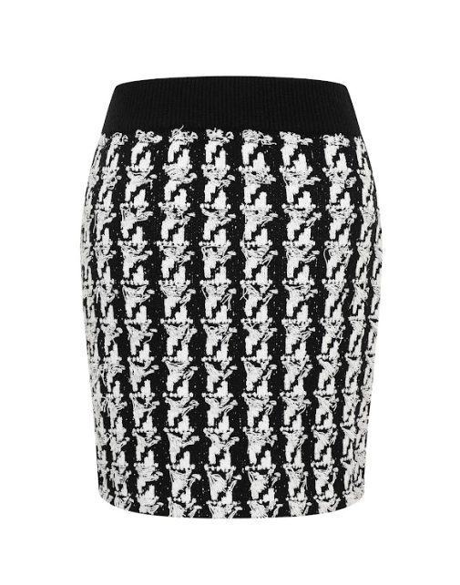 Houndstooth Textured Knit Mini Skirt