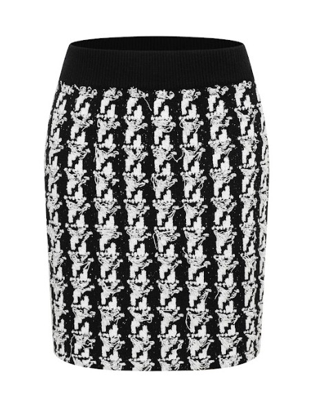 Houndstooth Textured Knit Mini Skirt
