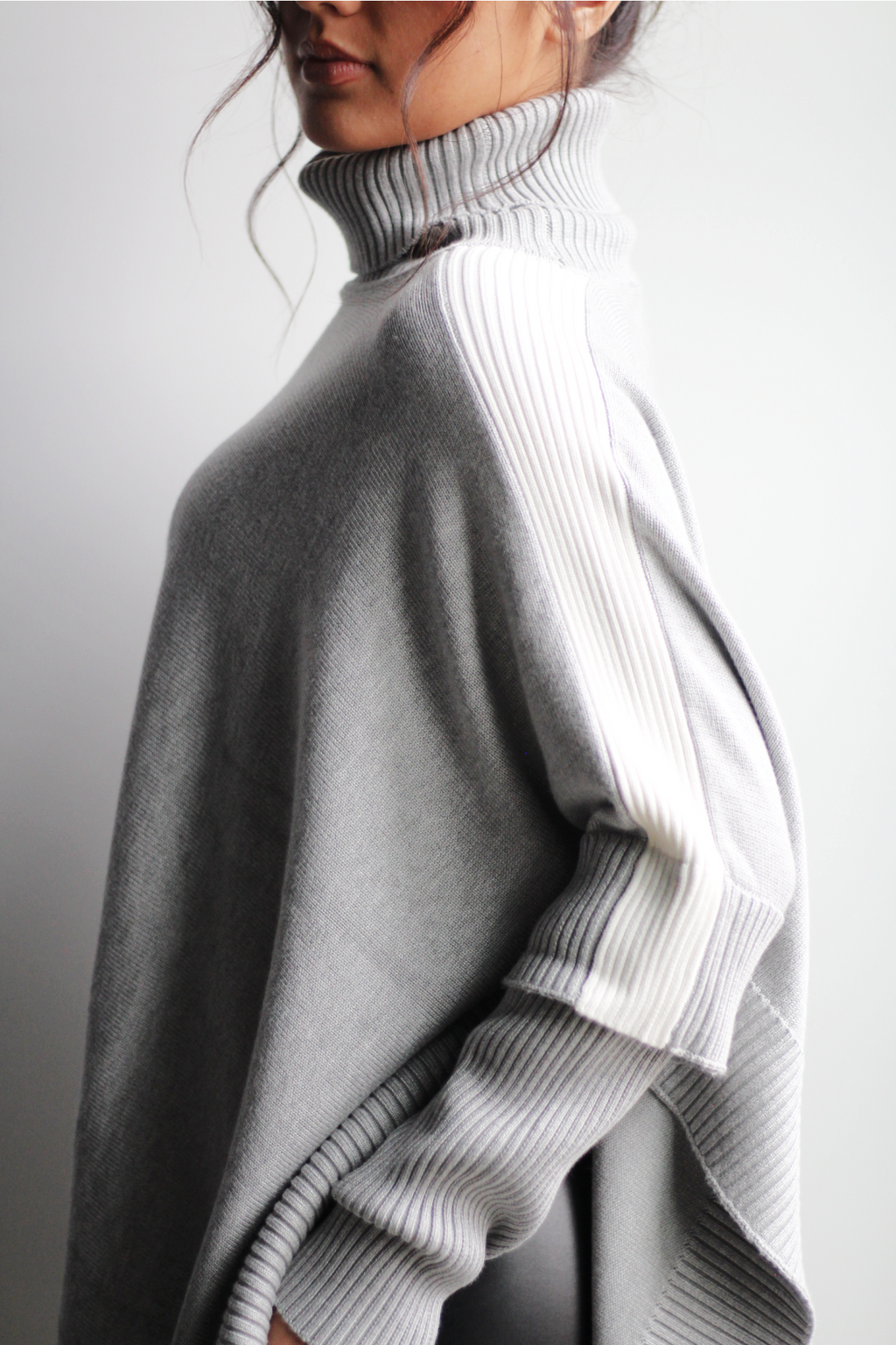 Knit Poncho Turtleneck