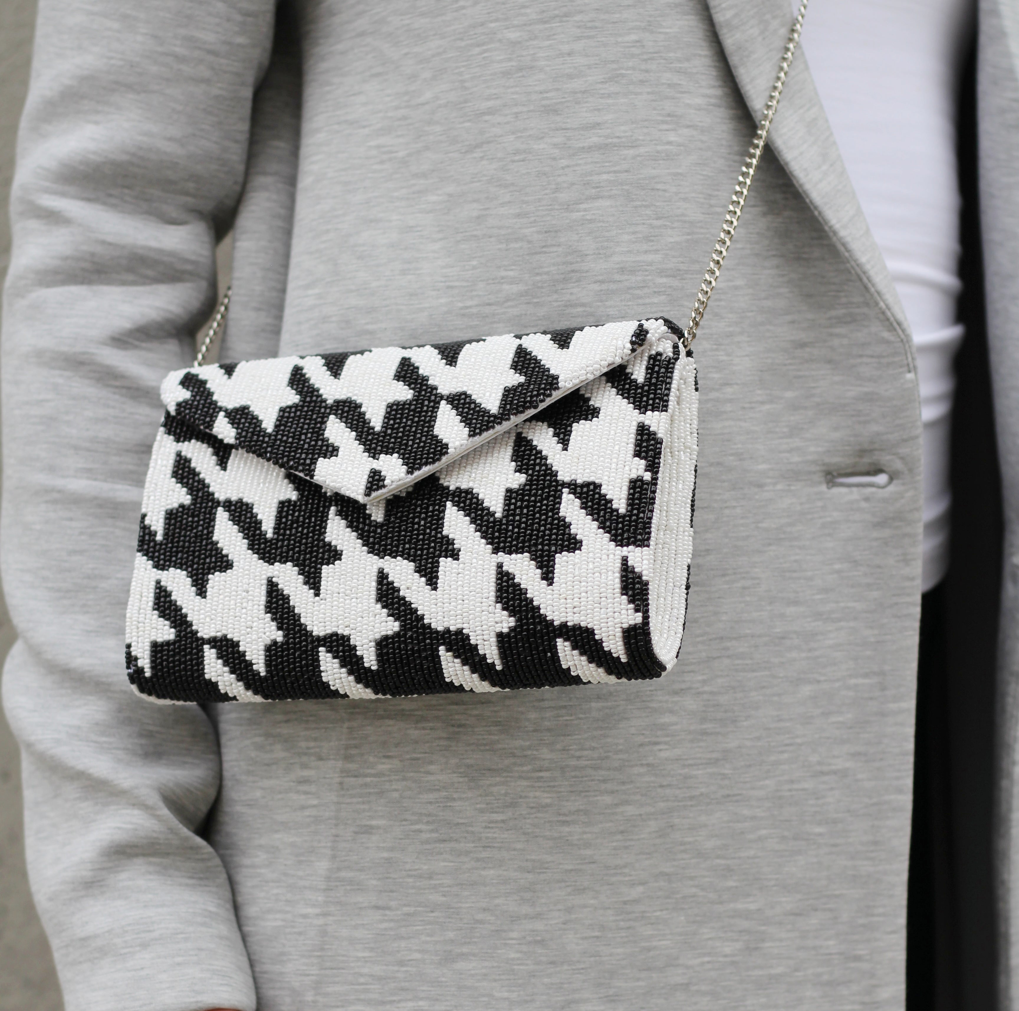 Houndstooth Beaded Clutch