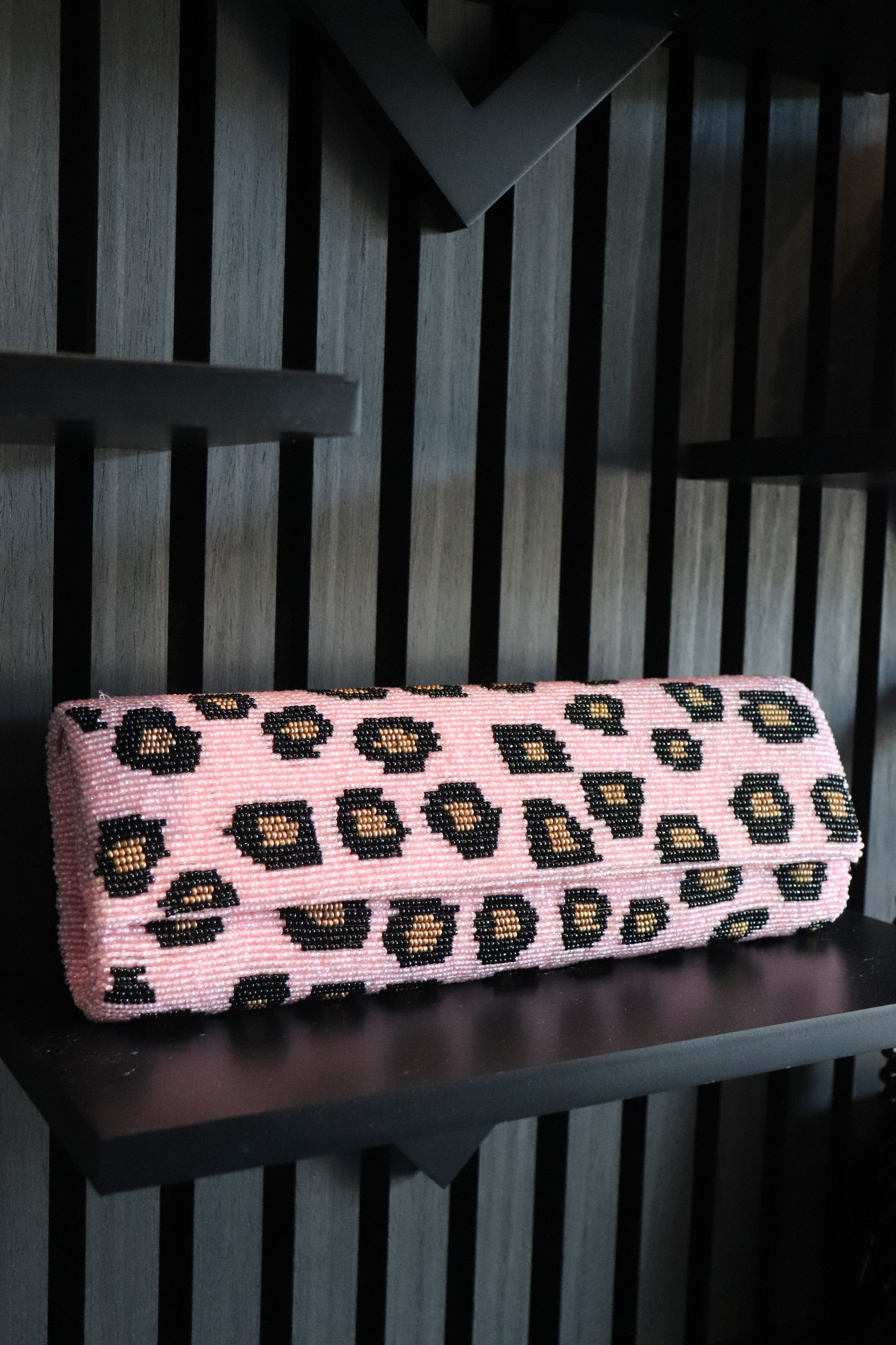 Leopard Pink Hardshell Clutch