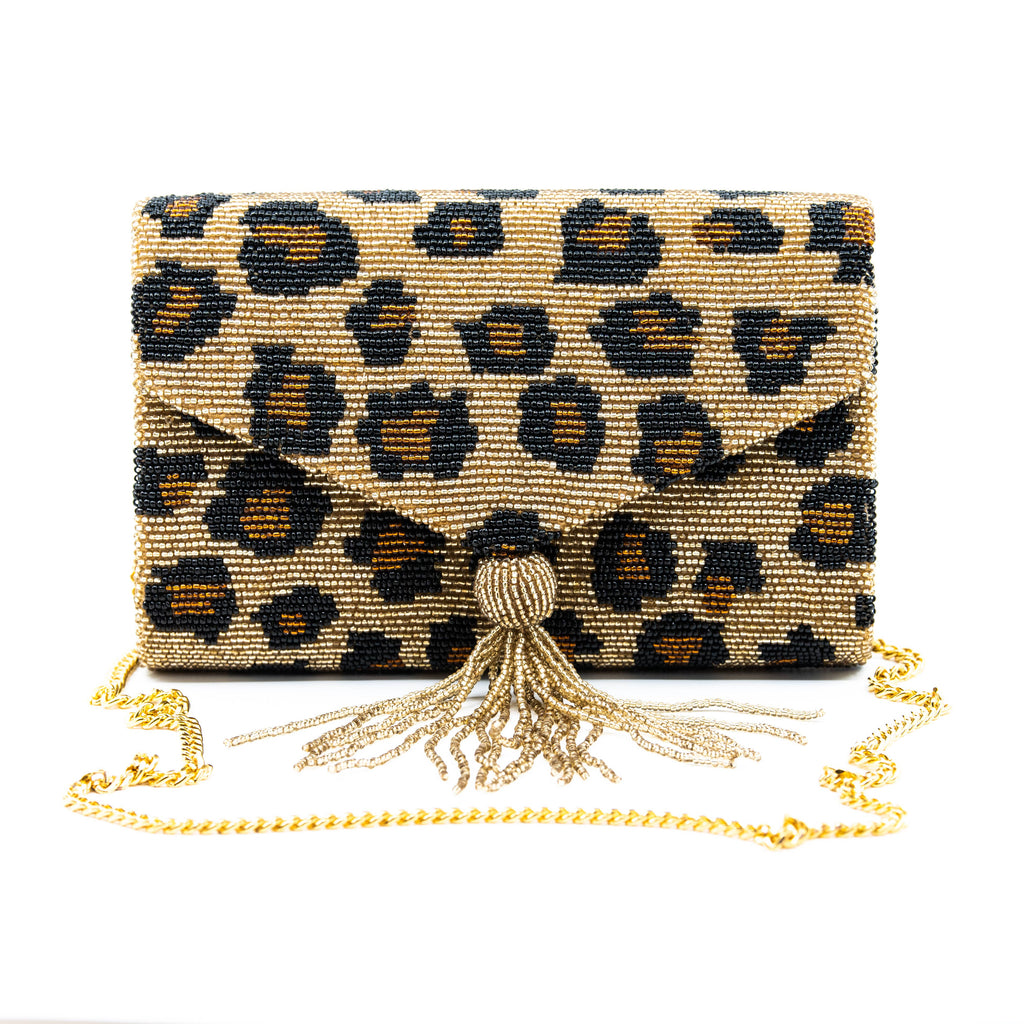 Leopard Beaded Crossbody