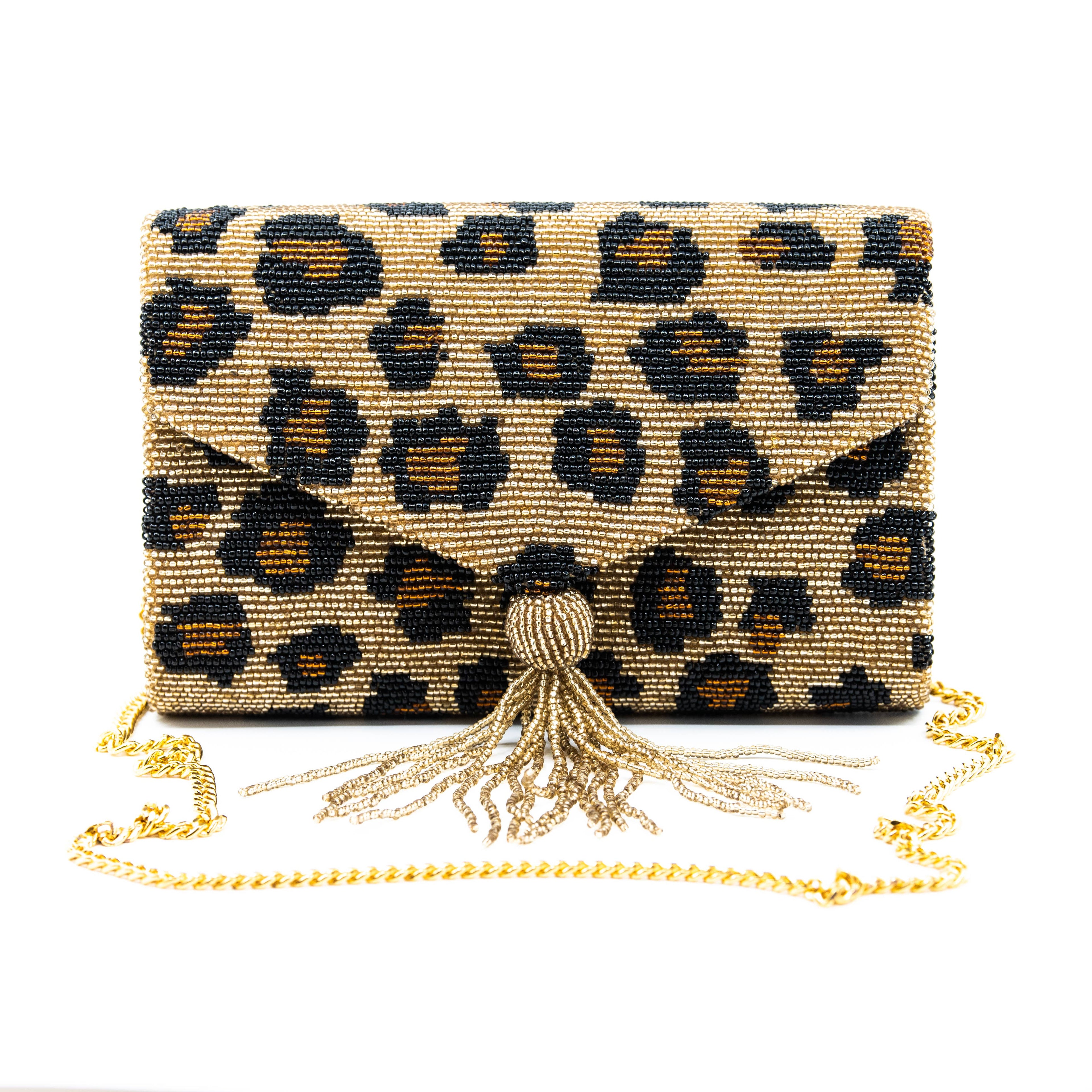 Leopard Beaded Crossbody