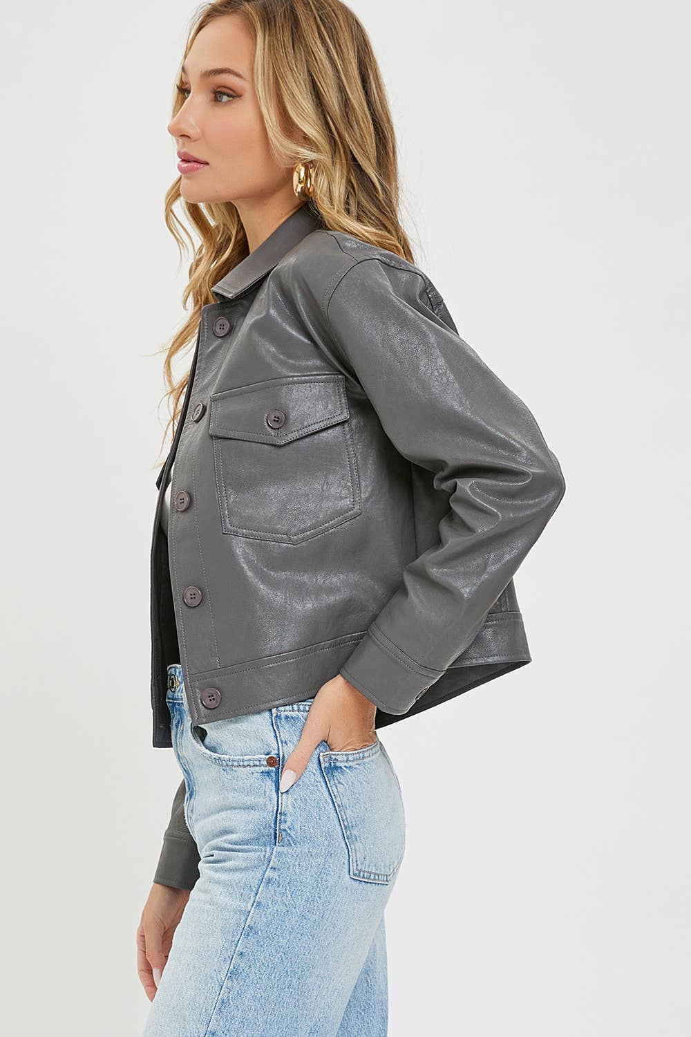 Faux Leather Grey Jacket