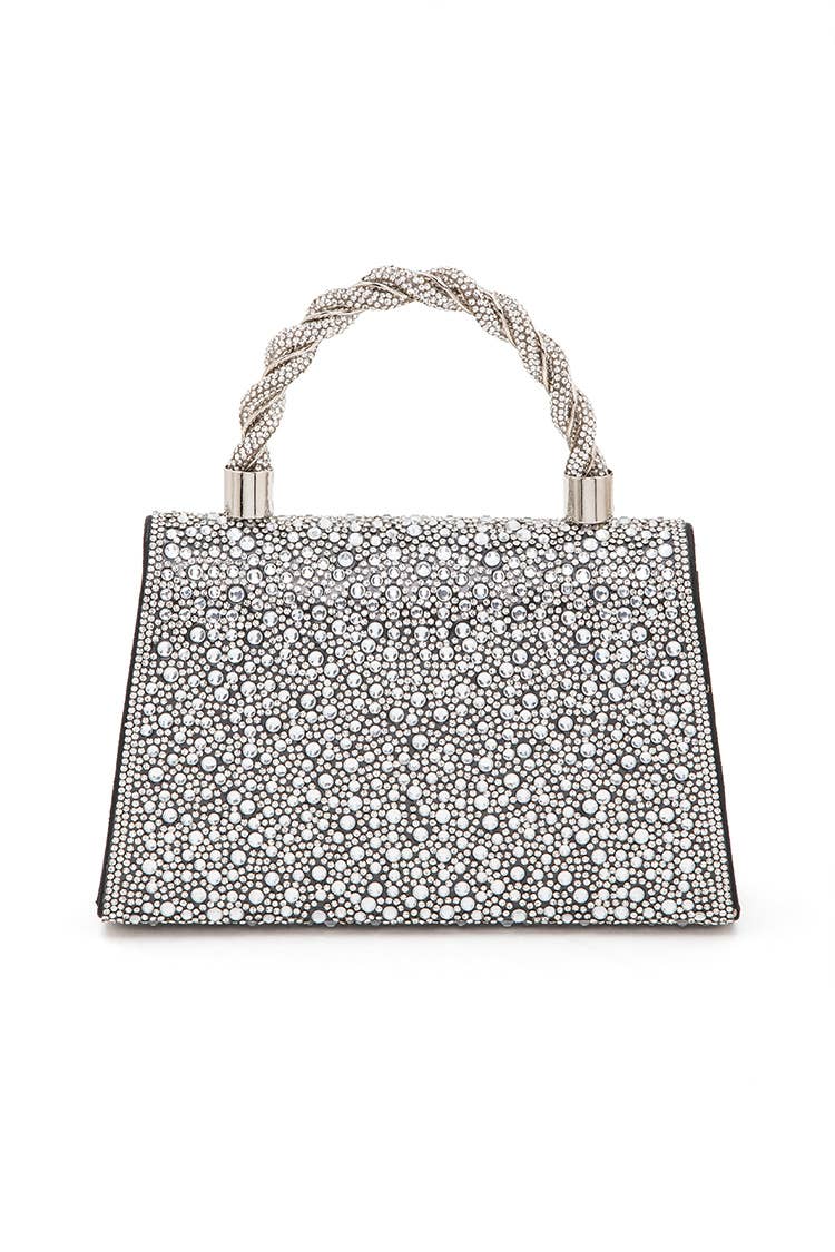Statement Rhinestone Top Handle Clutch Bag