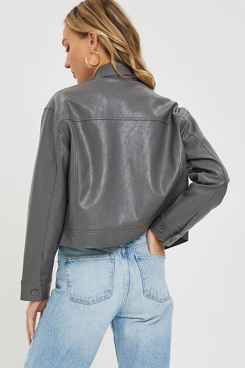 Faux Leather Grey Jacket